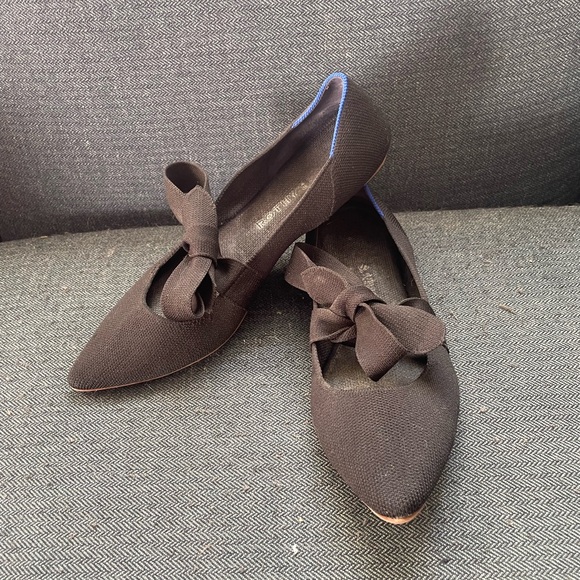 Rothys Womens Mary Jane Black Point Bow Flats - Picture 5 of 11